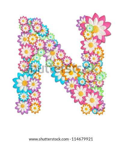 Flower Alphabet isolated on white background