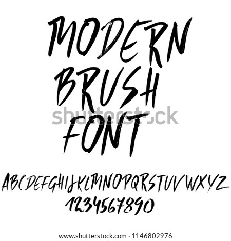 Hand drawn dry brush lettering. Grunge style alphabet. Simple font. Vector illustration.