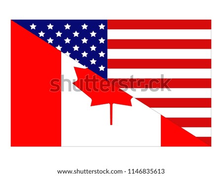 vector illustration of American and Canadian flags