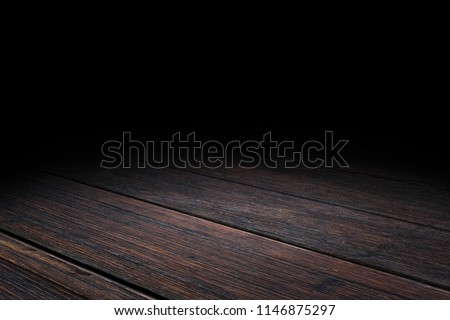 Dark Plank old wood floor texture perspective background for display or montage of product,Mock up template for your design.