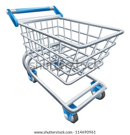 An illustration of a wire supermarket shopping cart trolley or basket