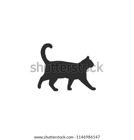 Walking Cat vector icon. Cat silhouette symbol. Linear style sign for mobile concept and web design. House animals symbol logo illustration. vector graphics - Vector.