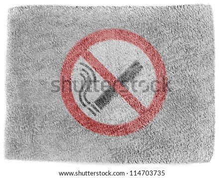 No smoking sign drawn at grey towel