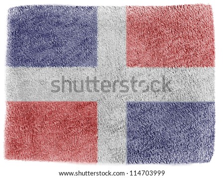 The Dominican Republic flag painted on grey towel