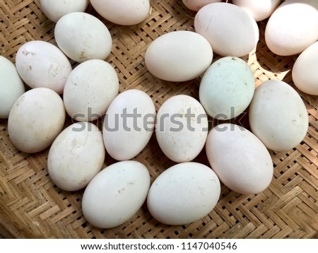 Pile of duck egg in the basket