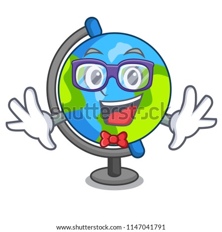 Geek globe character cartoon style