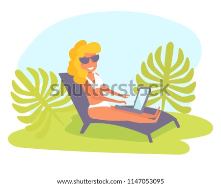 Work during the holidays, freelancing Vector. Cartoon. Isolated art on white background. Flat