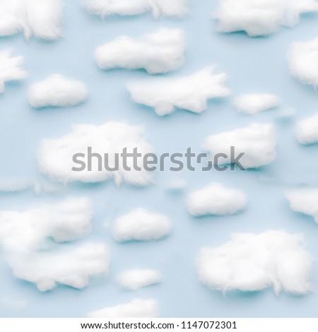 The background of sky and clouds In shades of pastel blue tones.