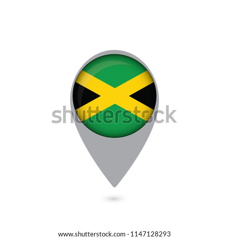 Jamaica Flag Round Pin Vector Icon - Illustration