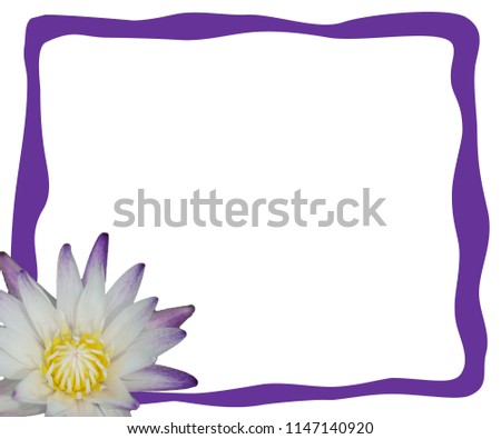 Purple frame with lotus flowers isolated on a white background