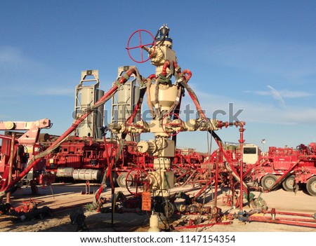 Frac Stack in Permian Basin Royalty-Free Stock Photo #1147154354