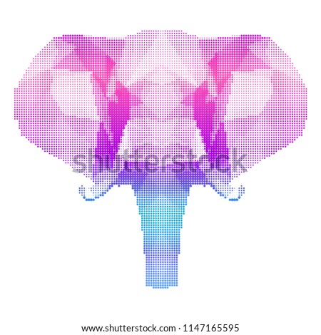 Abstract elephant head isolated on white. Graphic animal portrait for birthday card, modern party invitation, wallpaper, shop sale advertising, workshop, t-shirt, bag print, poster.