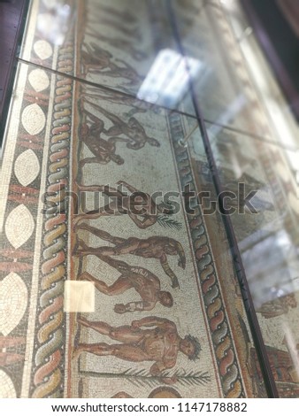 War Scenes in an Ancient Greek Mosaic in Greece