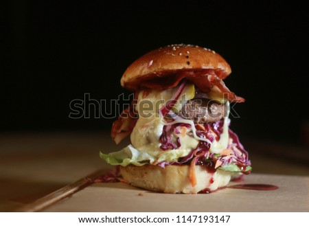 Vegetarian burger with cabbage