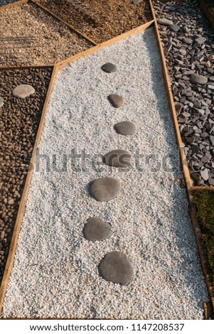 japanese pebbles on the dust outdoor at bright light