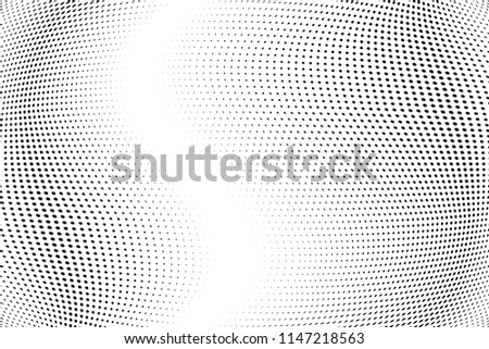 Polka dot halftone pattern. Gradient dots background. Modern vector illustration. Abstract wave curves. Points backdrop. Dotted spotted pattern. Monochrome wavy grunge template