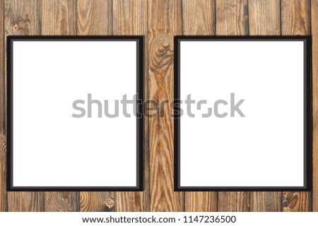 Dark Wood background texture. Photo Frame Mock Up. Empty space for text design and message 