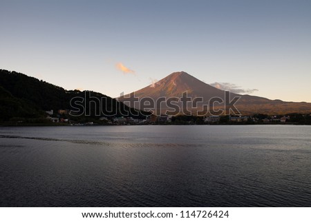 Mountain Fuji and Lake in summer in Japan