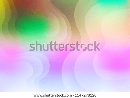 Light Multicolor, Rainbow vector pattern with bent ribbons. Shining illustration, which consist of blurred lines, circles. Marble style for your business design.