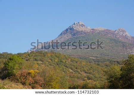 Mountain landscape on a sunny day in autumn