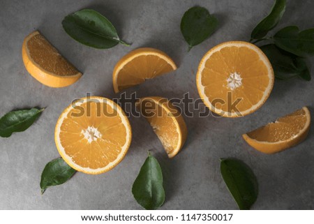 Beautiful, fresh orange on the dark background. Healthy sweet food concept. Mock up for fruits offers as advertising or web background, or other ideas. Empty place for text or logo.