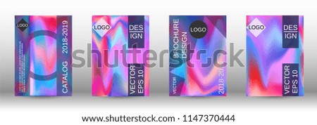 Set for liquid. Holographic abstract backgrounds. Bright mesh blurred pattern in pink, blue, green tones. Fashionable advertising vector in retro  for book, annual, mobile interface, web application.