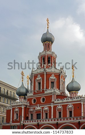 The church of a sign of an icon of divine mother is constructed in style of the Moscow baroque