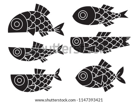 Graphic fish cartoon, vector