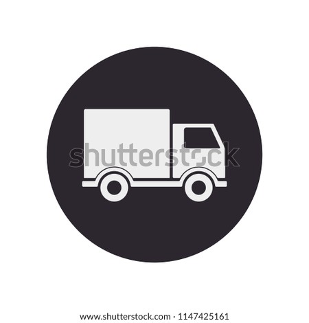 Fast shipping delivery truck flat round background icon vector