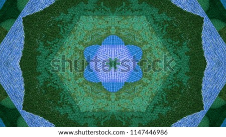 Abstract Ethnic Authentic Symmetric Pattern Ornamental Decorative Kaleidoscope Movement Geometric Circle and Star Shapes
