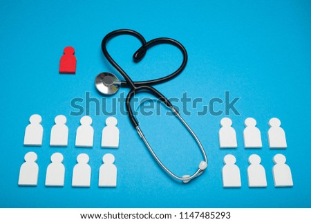 Cardiology health concept, medical stethoscope. Individual insurance.