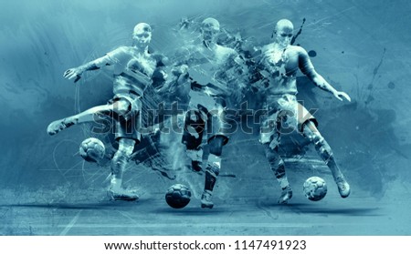 abstract soccer players;  3d illustration