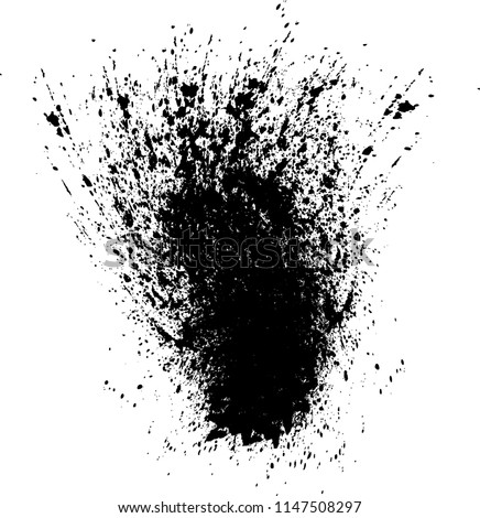 Ink Splash Background . Black Paint Splattered Shape . Grunge texture vector