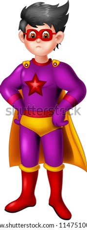 handsome superman cartoon posing with smile on white background