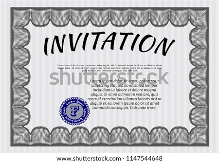 Grey Retro vintage invitation. Nice design. Easy to print. Customizable, Easy to edit and change colors. 