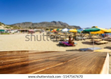 Table background of free space for your decoration and beach landcsape. 