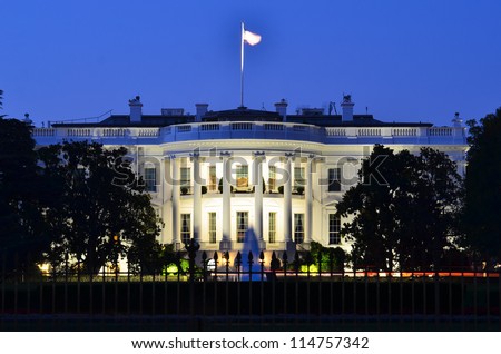 The White House at night - Washington DC, United States Royalty-Free Stock Photo #114757342