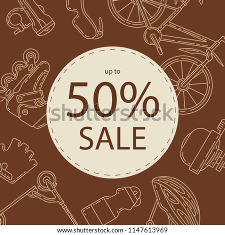 Advertising banner design for bicycle sale. Active lifestyle promotional square background. Perfect for discount, seasonal sale, special offer design.