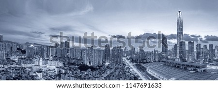 Shenzhen night view skyline panorama / Futian District CBD night skyline