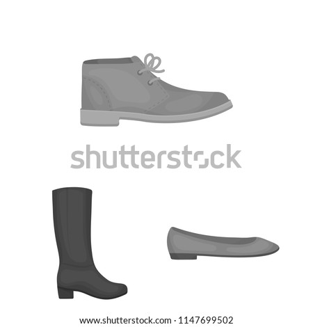 A variety of shoes monochrome icons in set collection for design. Boot, sneakers vector symbol stock web illustration.