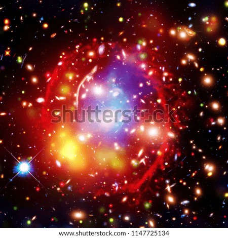Galaxies and nebula in deep space. Star cluster. The elements of this image furnished by NASA.
