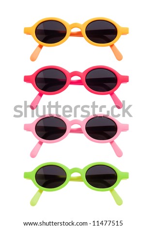 Coloured pairs of sunglasses isolated on white. Royalty-Free Stock Photo #11477515