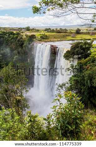 Ganeral view of the waterfalls in Canaima national park - Venezuela, South America