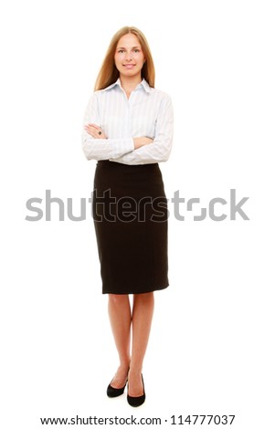 A full length portrait of a beautiful businesswoman standing