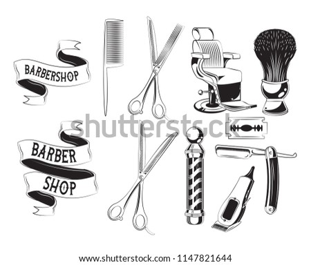 Set of barbershop utensils