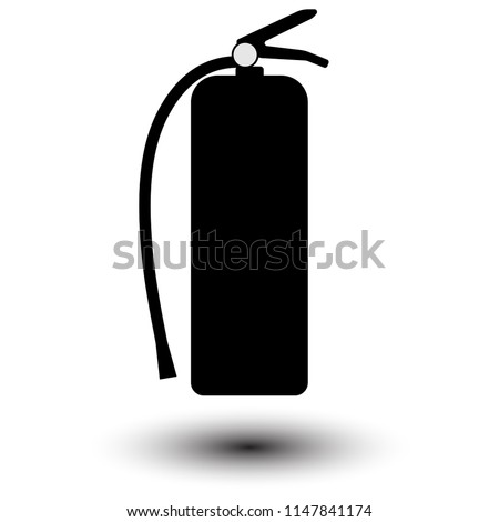 Fire extinguisher glyph icon with drop shadow.  Firefighting equipment. Silhouette symbol. Tool for emergency fire extinguishing. Negative space. Vector isolated object