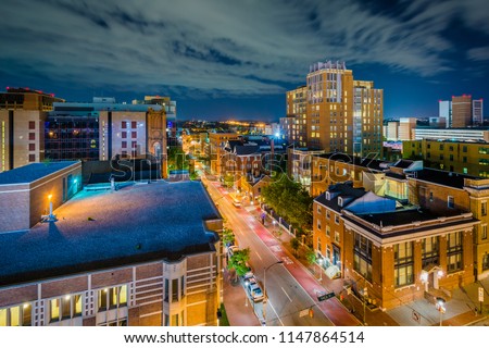 University of Maryland Baltimore night view in downtown Baltimore, Maryland
