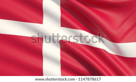  The flag of Denmark. Waved highly detailed fabric texture.