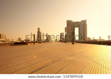 Skyline of city from Yumeno Ohashi Bridge, Odaiba, Tokyo, Kanto Region, Honshu, Japan