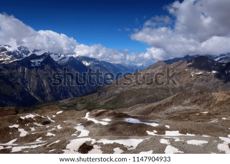 Scenic view of glacier of Gornergrat ridge, Zermatt, Switzerland